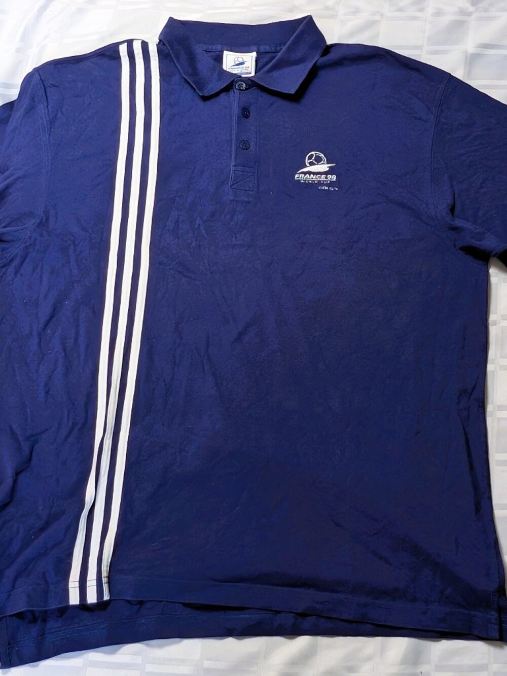 ADIDAS FRANCE 98 WORLD CUP SOCCER COLLARED SPORTS MEN'S SHIRT FIFA SIZE LARGE